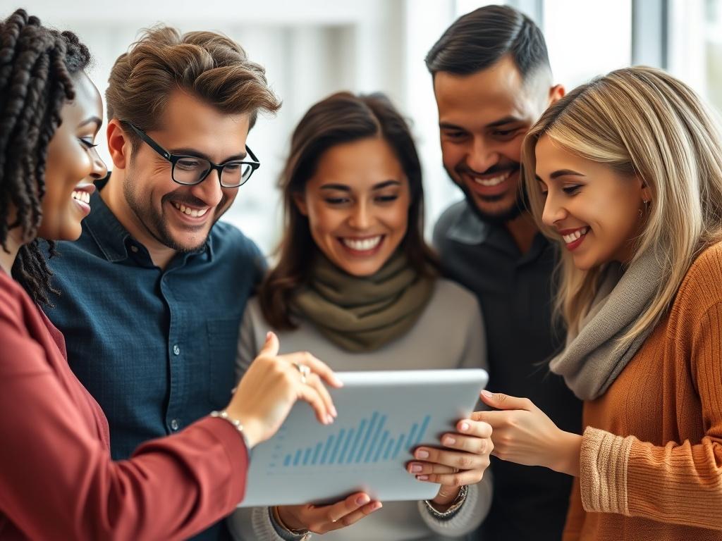 A close up shot of a diverse group of people