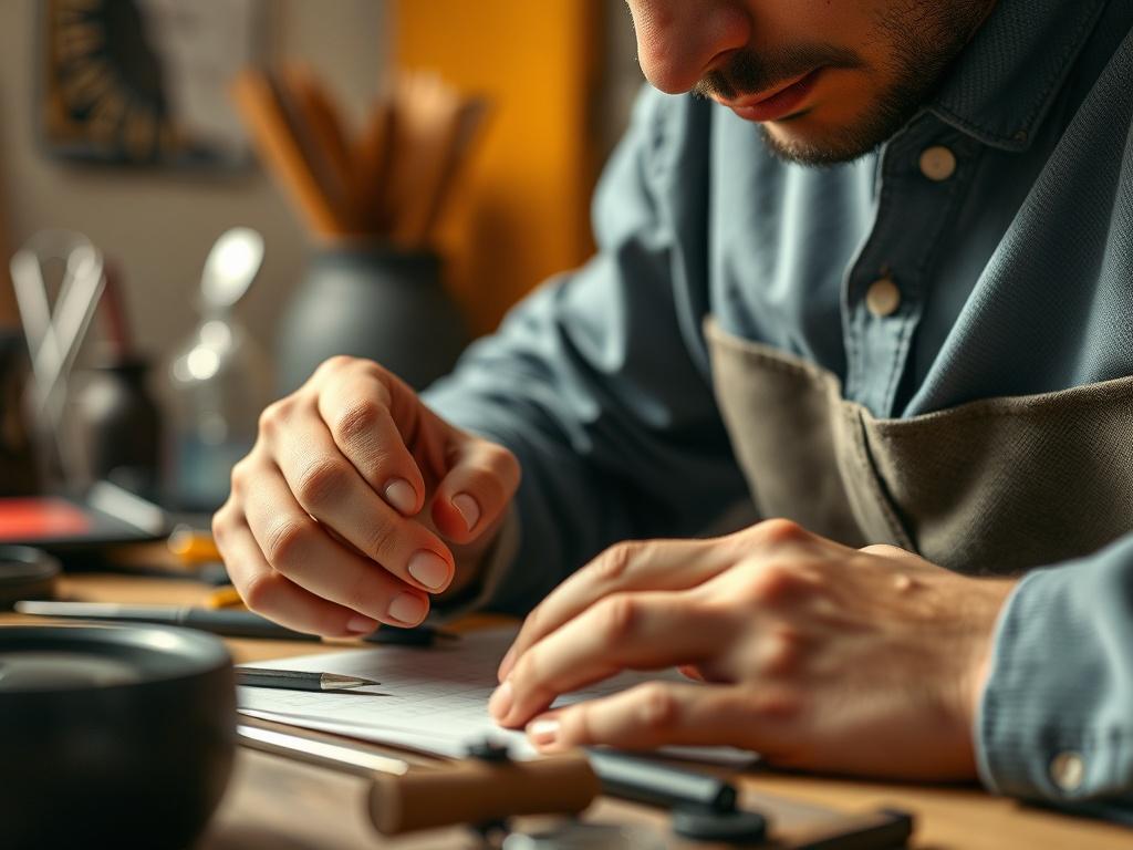 A close up image of a person studying or practicing