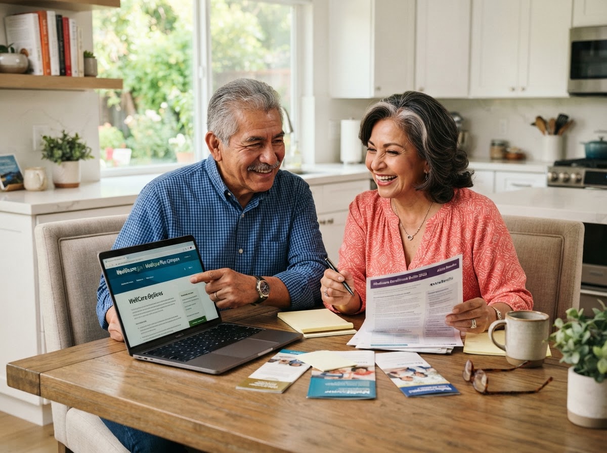 Active seniors discussing Medicare options