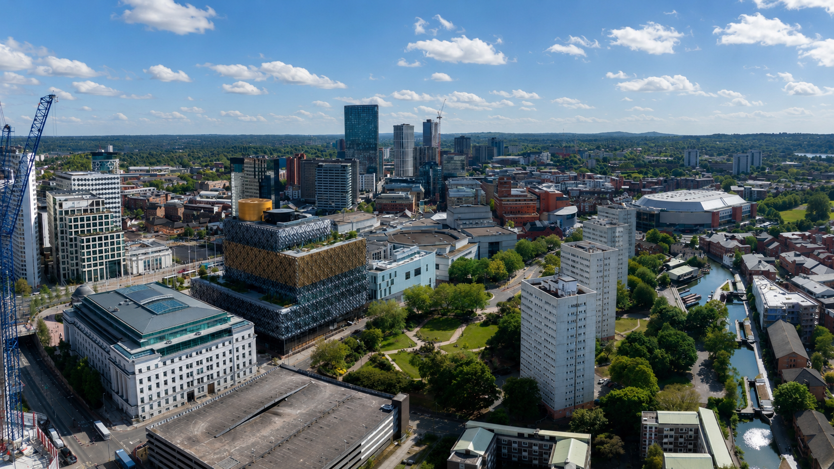 Birmingham residential buildings and cityscape