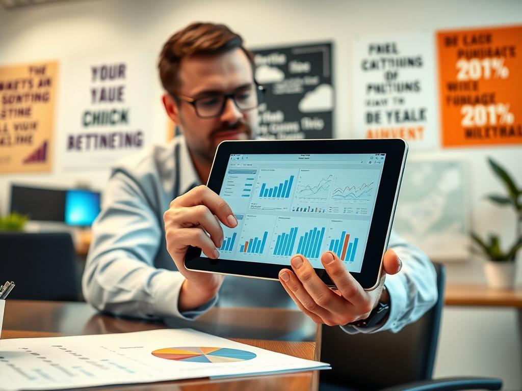 A close up shot of a business owner analyzing data