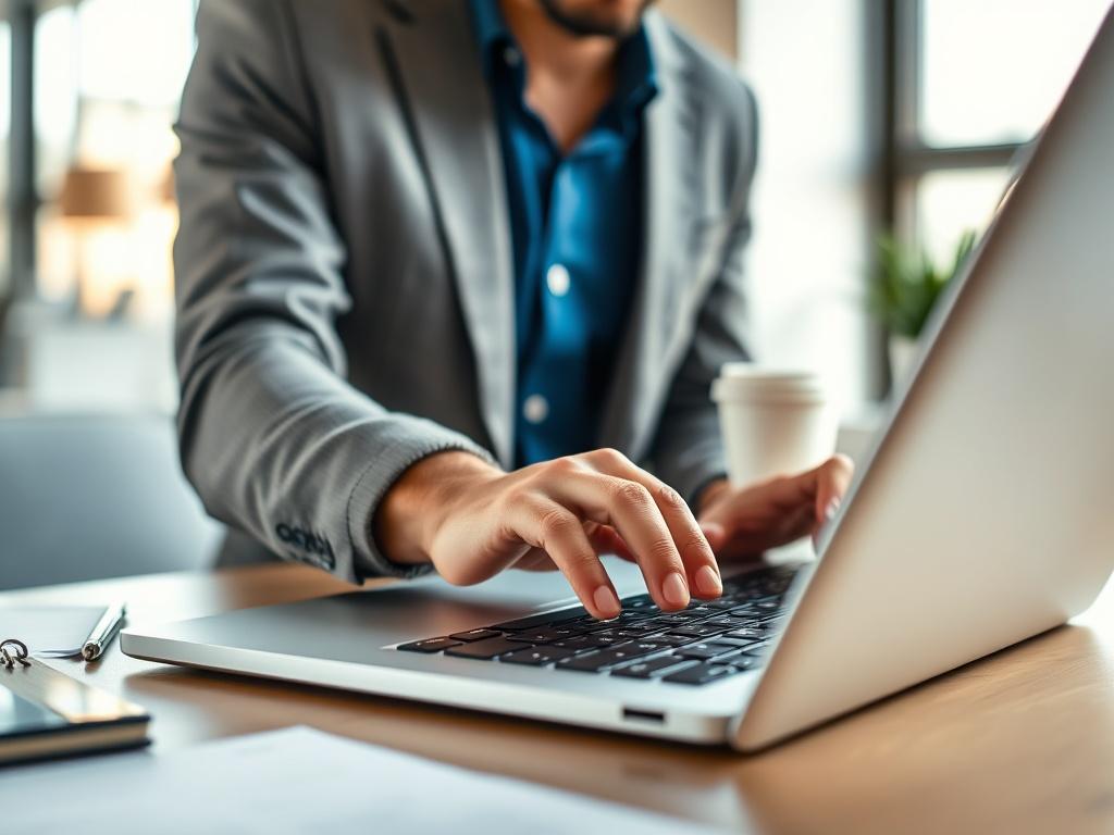 A close up shot of a confident entrepreneur working on