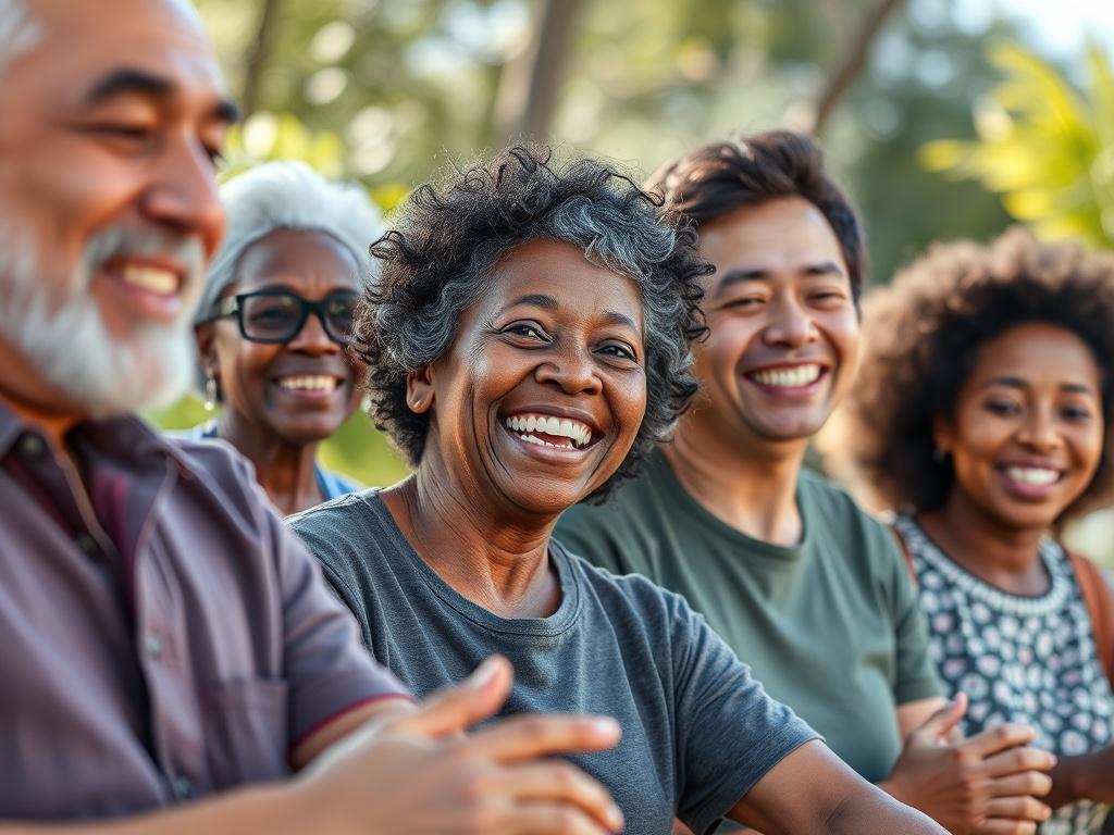 A close up shot of diverse individuals engaging in a