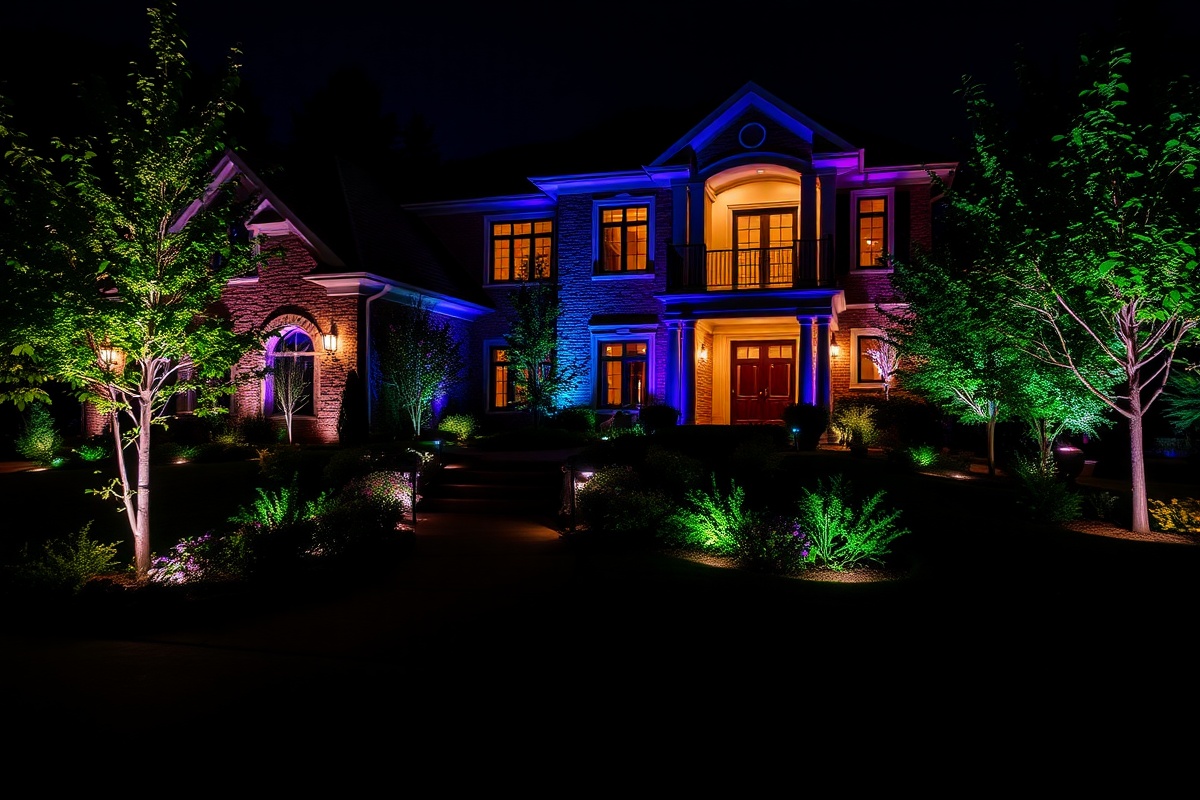 Sophisticated residential property with permanent lighting