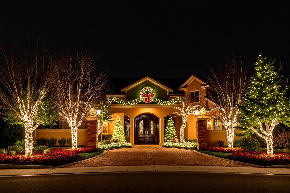 HOA entrance with holiday displays