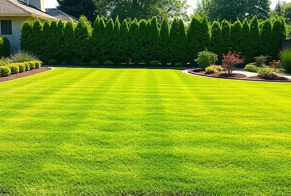 Well-manicured residential lawn