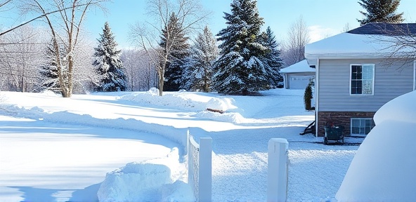 Professional snow removal from residential driveway