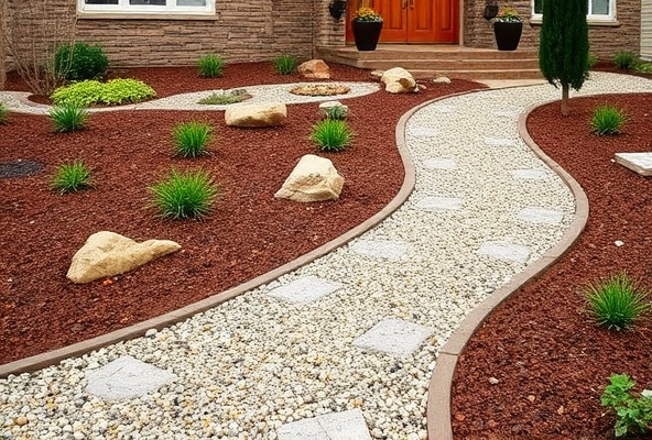 Professional gravel landscaping installation