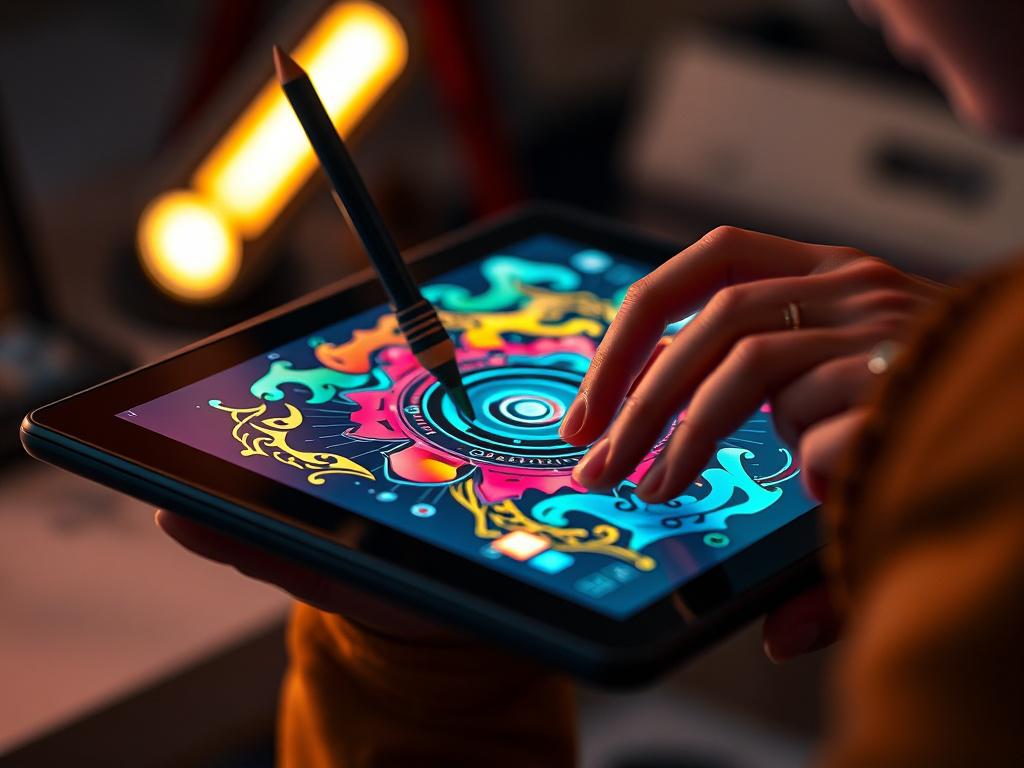 A close up shot of an artist's hands skillfully creating