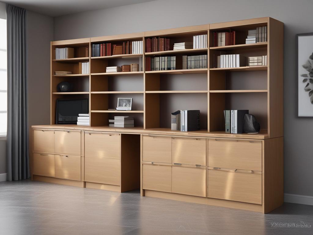 A hyper realistic close up shot of elegant custom office