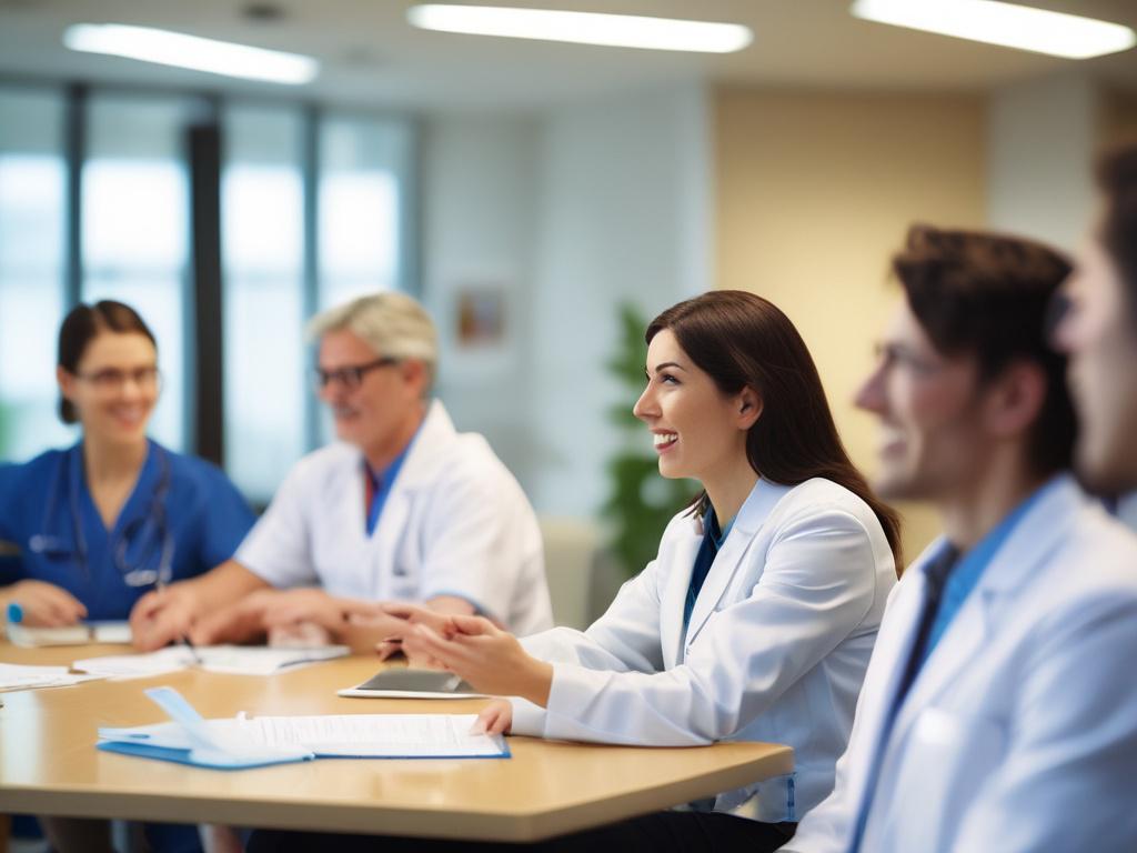 A close up shot of a dental team engaged in