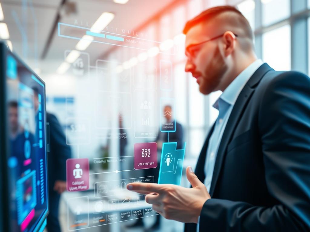 A close up shot of a futuristic AI interface in