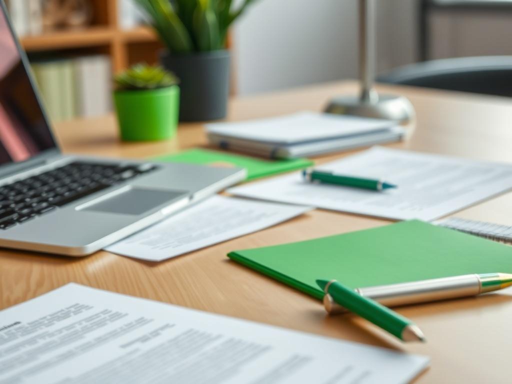 A close up shot of a professional workspace featuring a