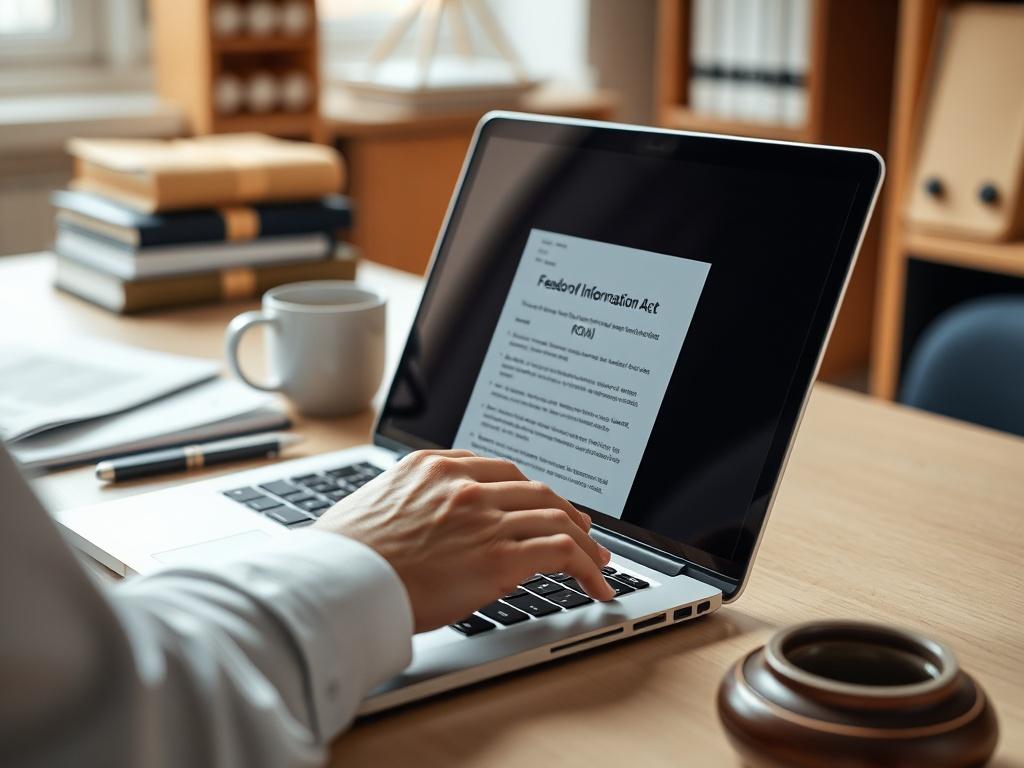 A close up shot of a legal professional typing a