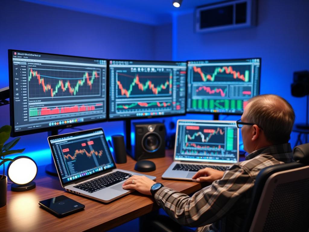 A close up shot of a trader actively engaged with