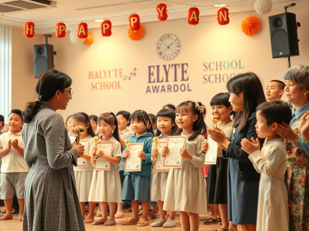 A joyful awards ceremony at Elyte International School, with students