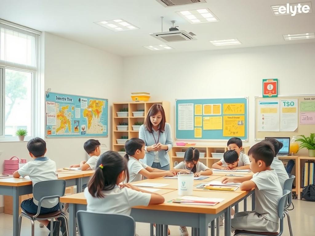 A classroom setting at Elyte International School, with students engaged