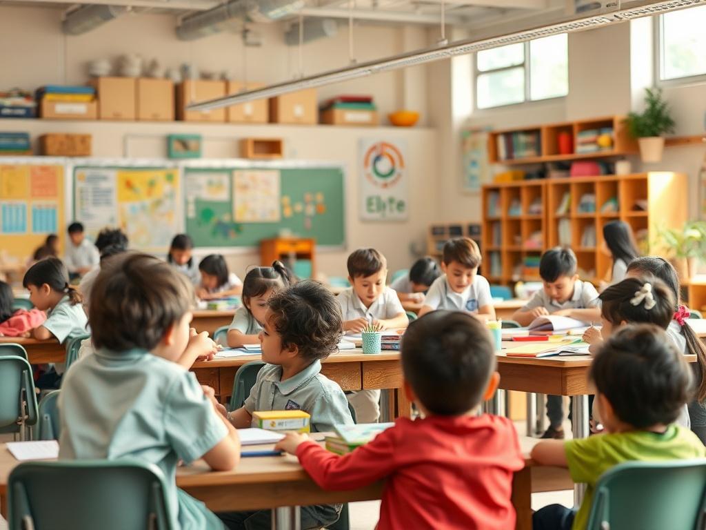 A vibrant workshop scene at Elyte International School, featuring primary