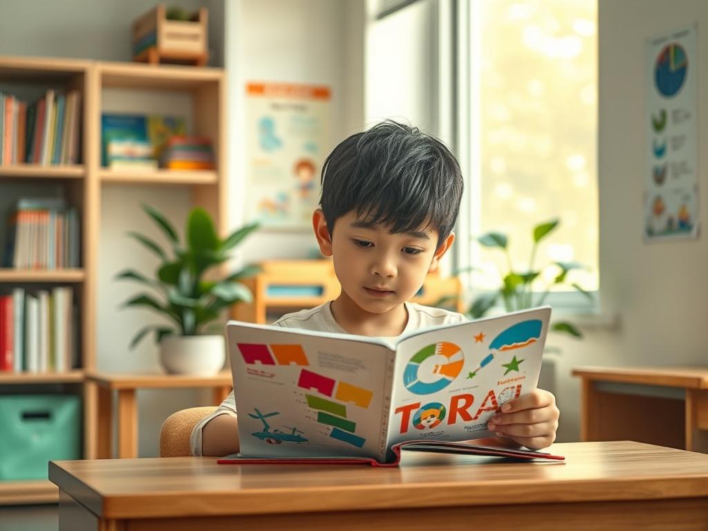 Create a realistic high resolution depicting a serene classroom environment