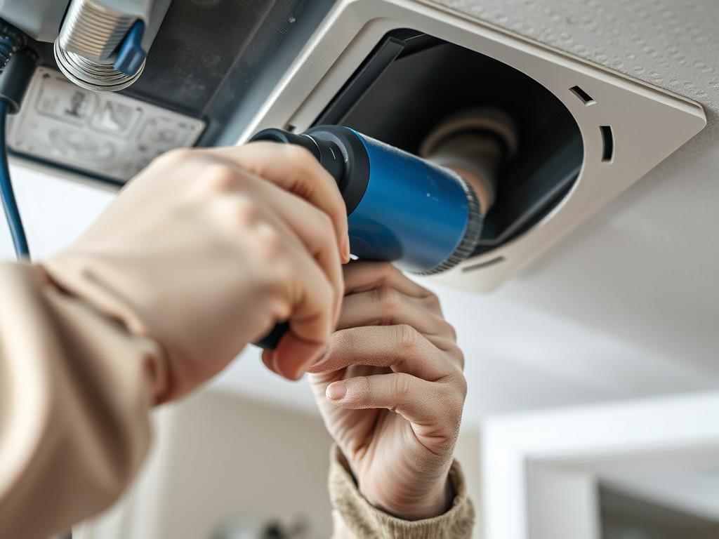 A close up shot of a technician cleaning an air