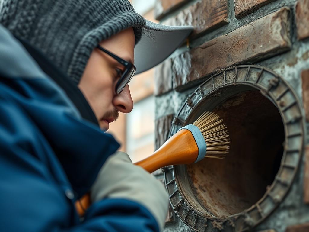 A focused shot of a technician using a brush to