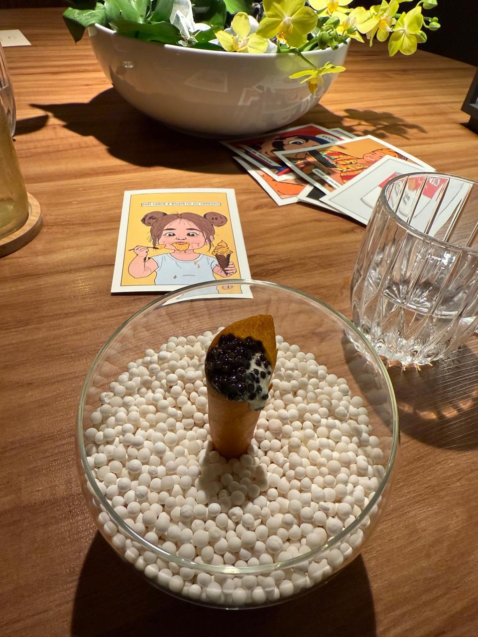 Michelin-starred dish at Evvai São Paulo - Best Fine Dining Restaurant in Brazil  Caviar ice cream