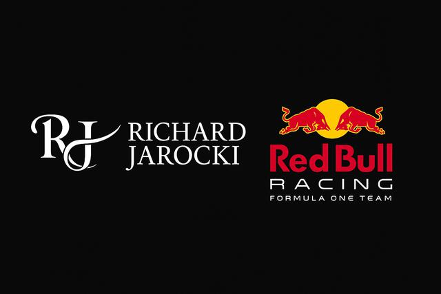 Side-by-side logos of Richard Jarocki and Red Bull Racing displayed on a black background, symbolizing a bold F1 leadership shift and Verstappen&#x27;s growing influence.