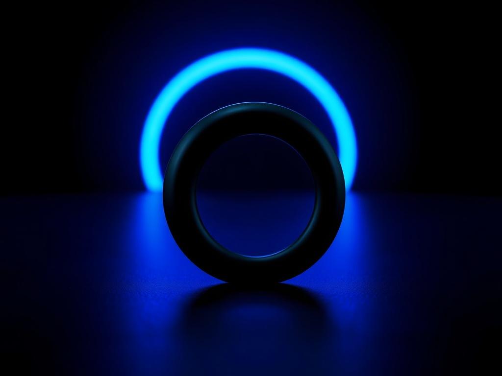A high resolution image of a silicone cock ring displayed