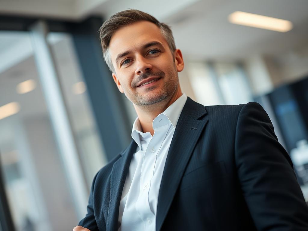 A close up shot of a confident executive in a