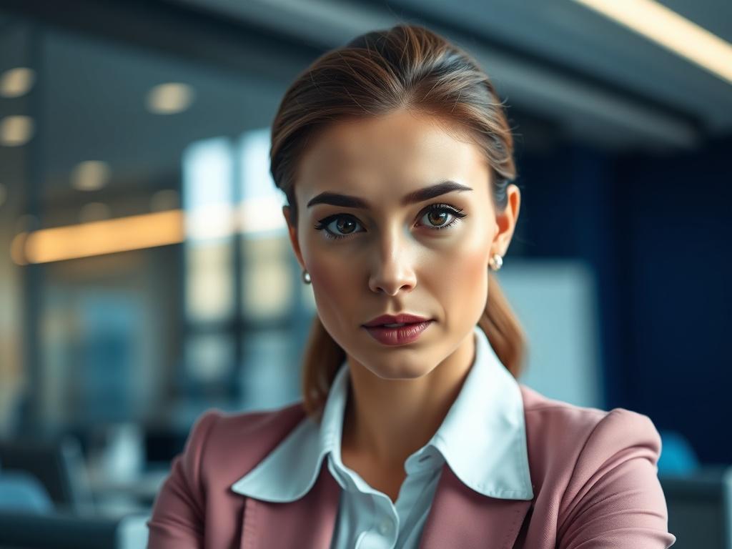 A close up hyper realistic of a confident executive woman