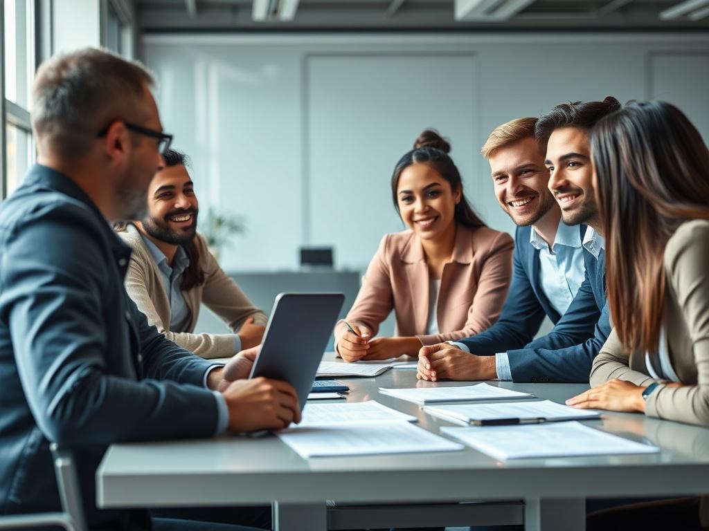 A close up shot of a diverse group of professionals