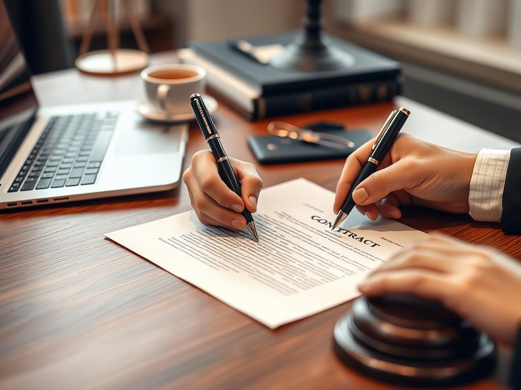 A close up shot of a lawyer's hands drafting a