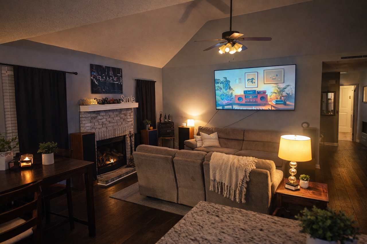 Private bedroom with entertainment space