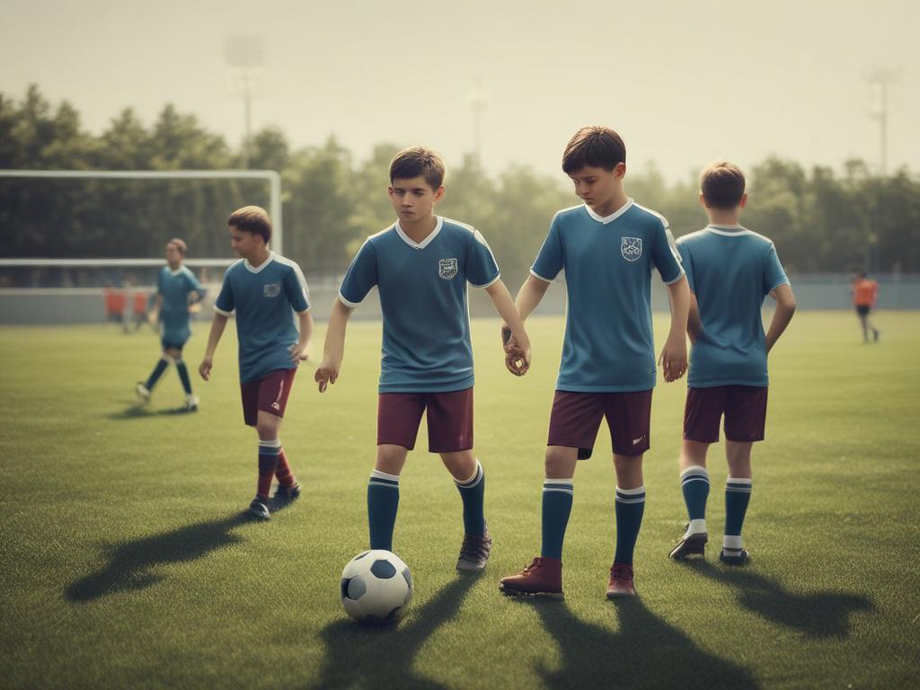 soccer matches, young players, teamwork