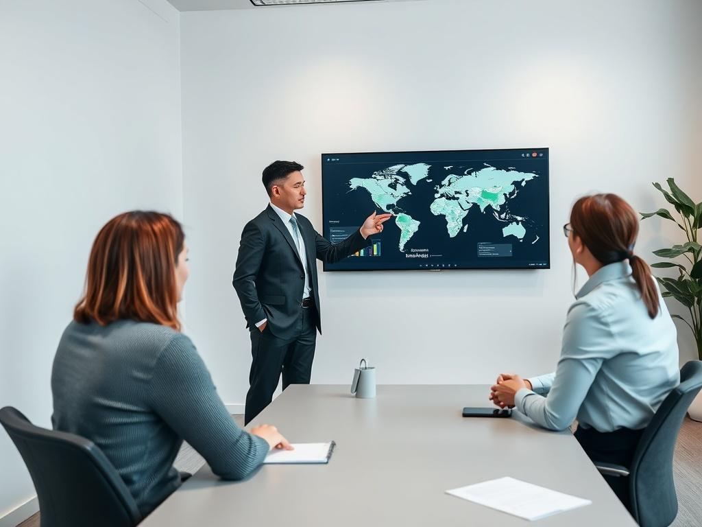 A professional business consultant engaged in a strategic meeting with