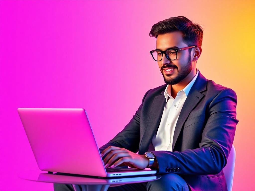 A vibrant and clean image showcasing a confident professional reviewing