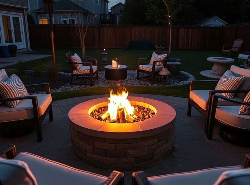 Modern fire pit installation