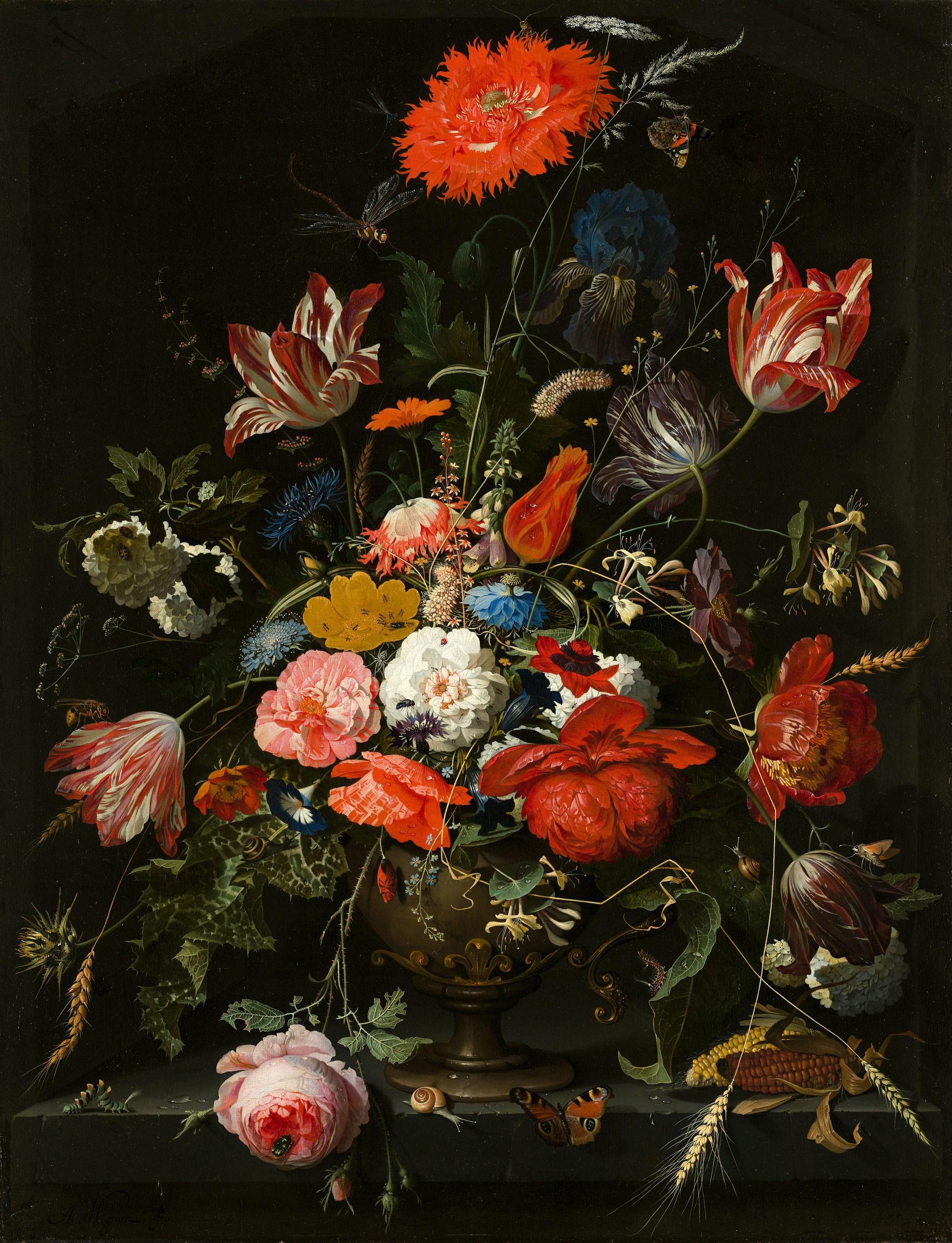 Flowers in a Metal Vase.
Creator: Abraham Mignon.
Date:1670.
Institution: Mauritshuis.
Provider: Digitale Collectie.
Providing Country: Netherlands.
PD for Public Domain Mark 
