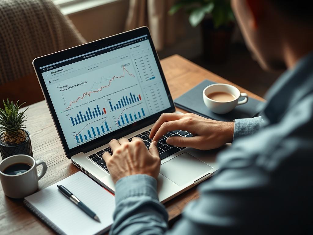 A close up of a person reviewing investment performance reports