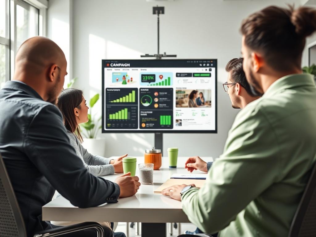 A high resolution image of a team meeting in a