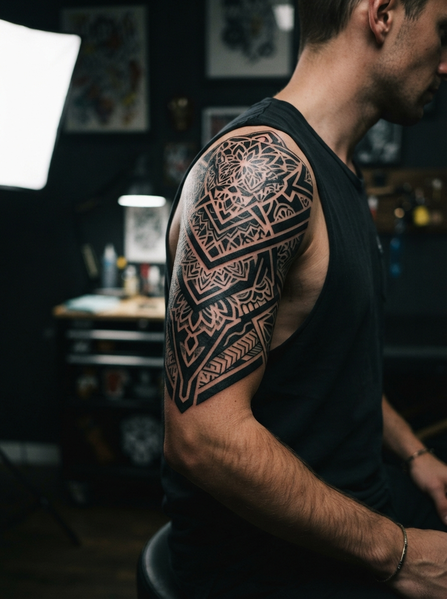 Bold geometric patterns with negative space by Mika Petrov
