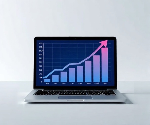 Digital products business growth chart on laptop screen