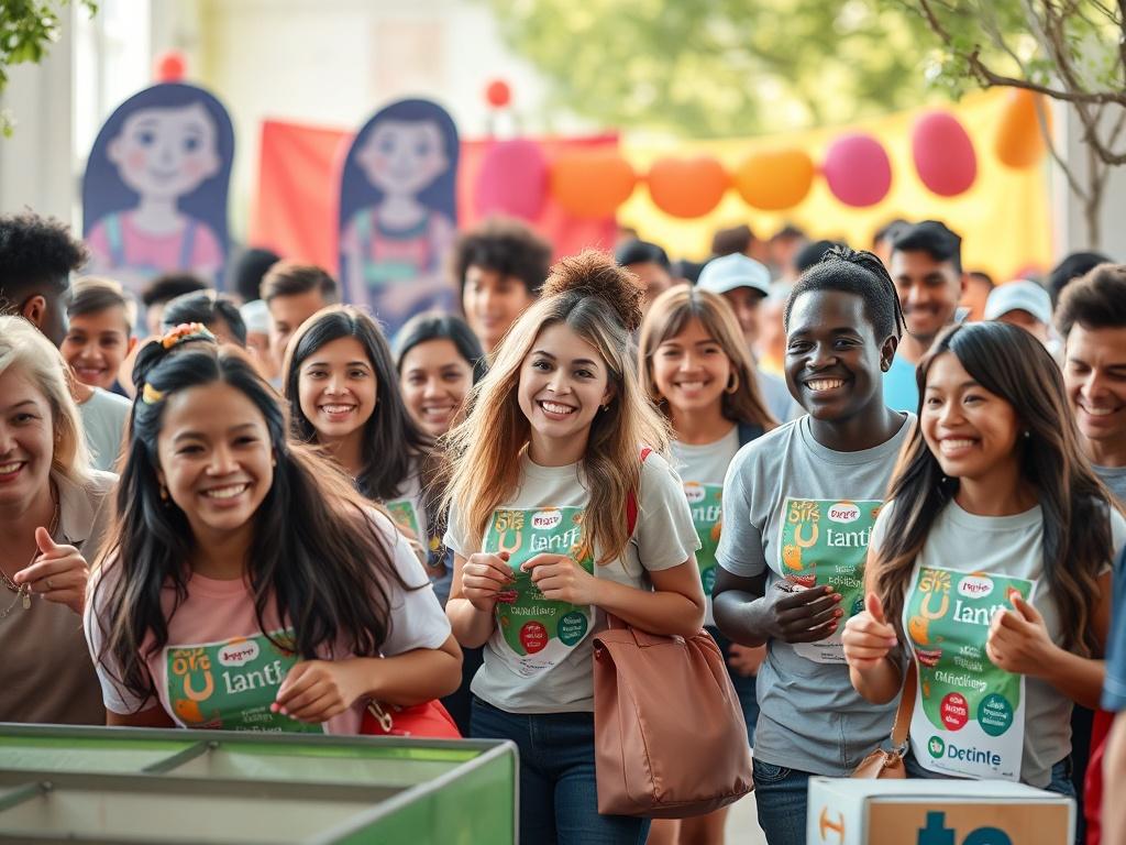 A vibrant fundraising event with people of diverse backgrounds participating