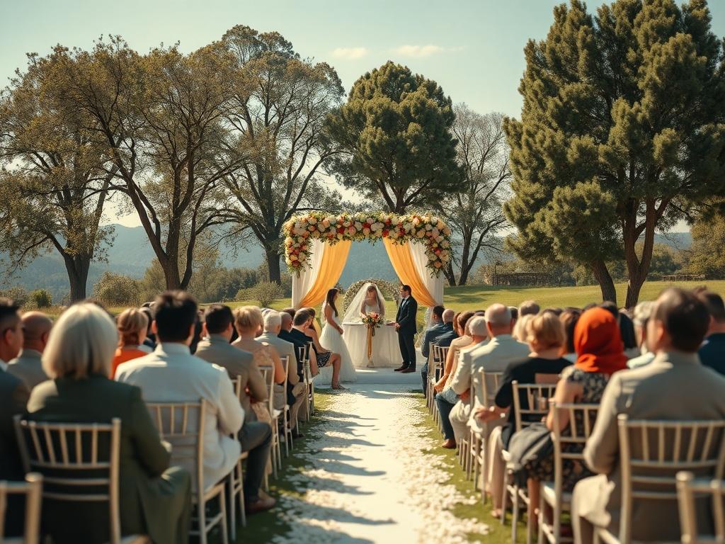 A high resolution video still capturing a wedding ceremony from