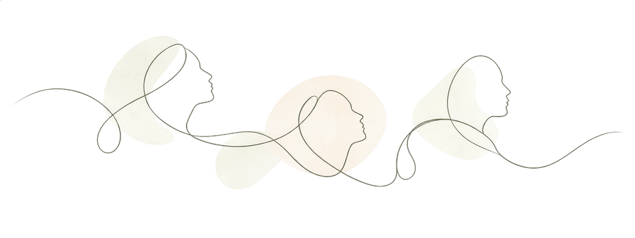 Serene continuous-line illustration of faces