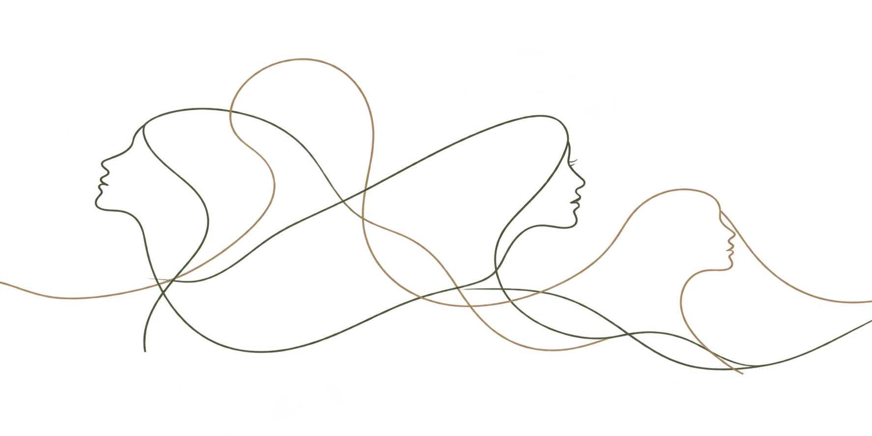 Delicate continuous-line portrait illustration suggesting connection between people