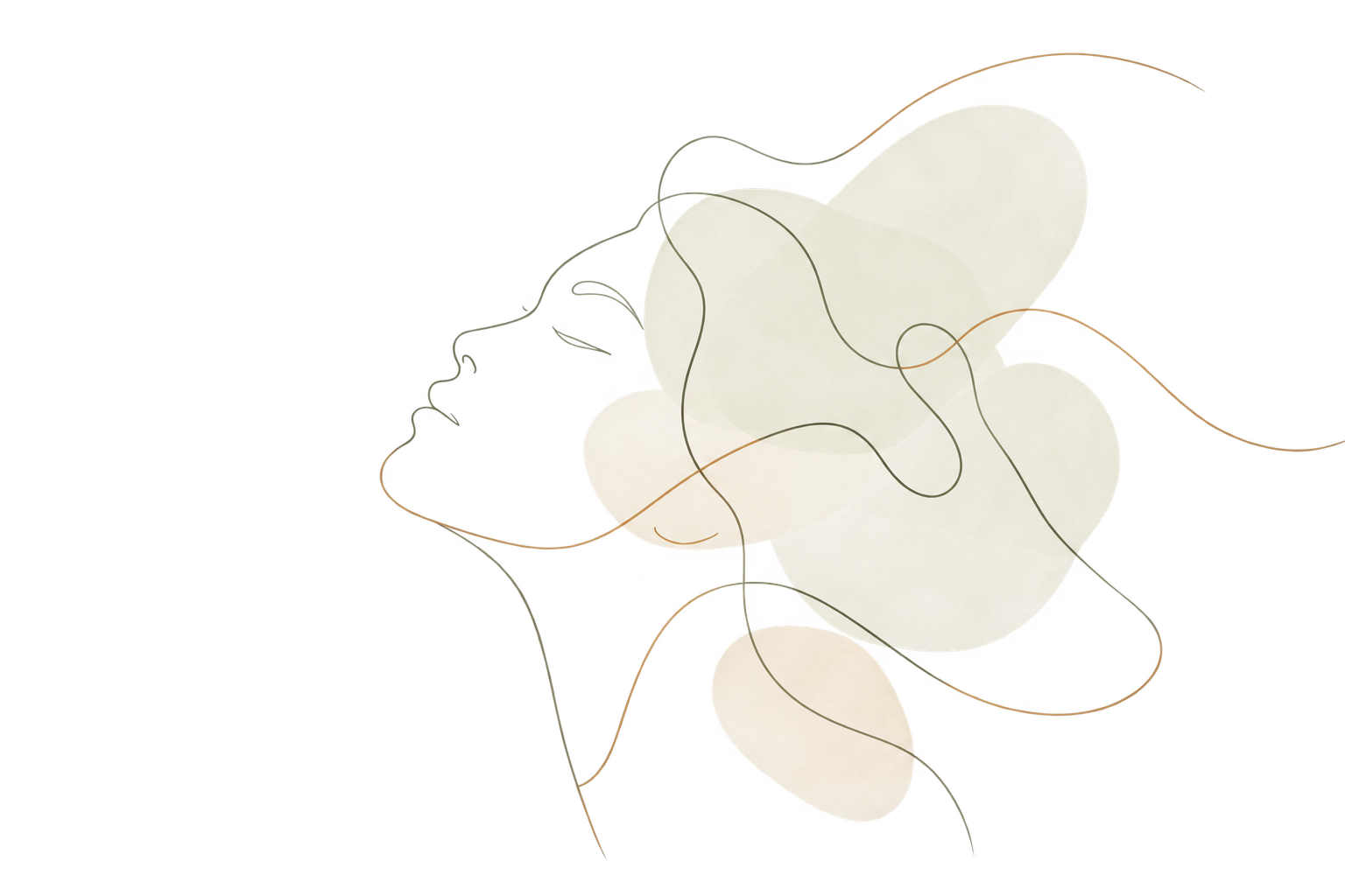 Flowing line-art profile portrait