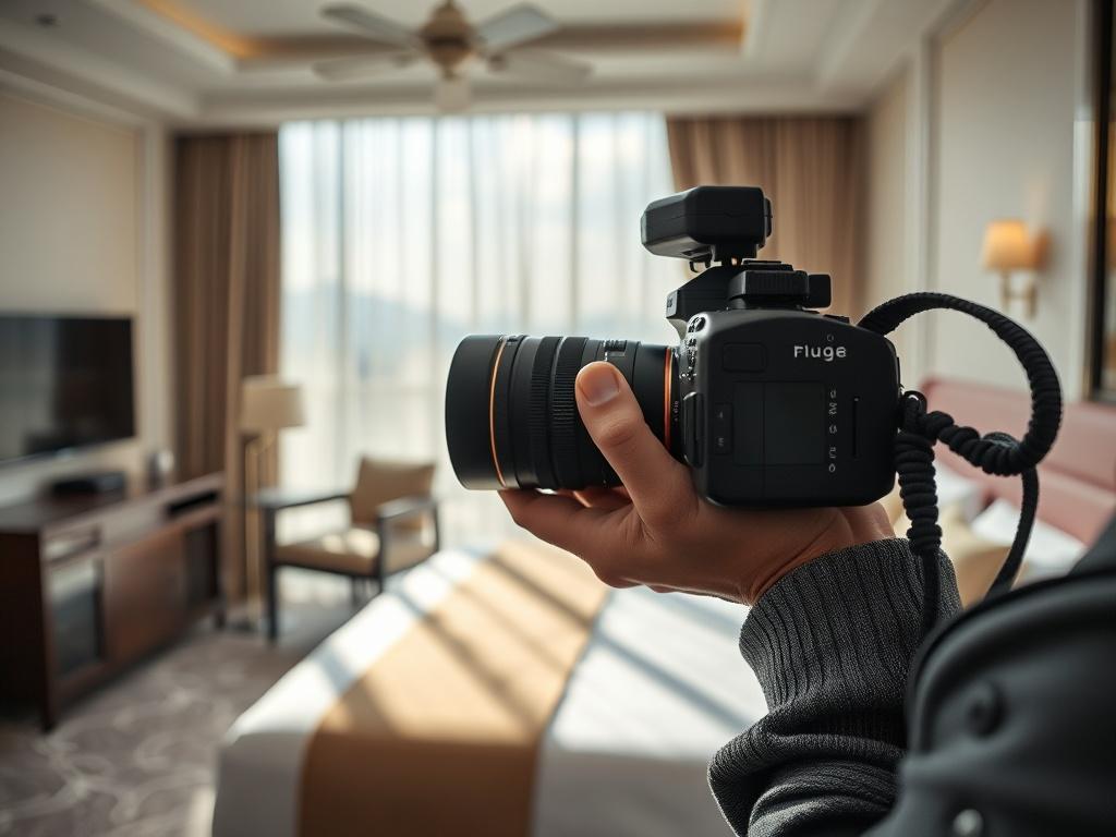 A close up of a professional photographer capturing stunning images