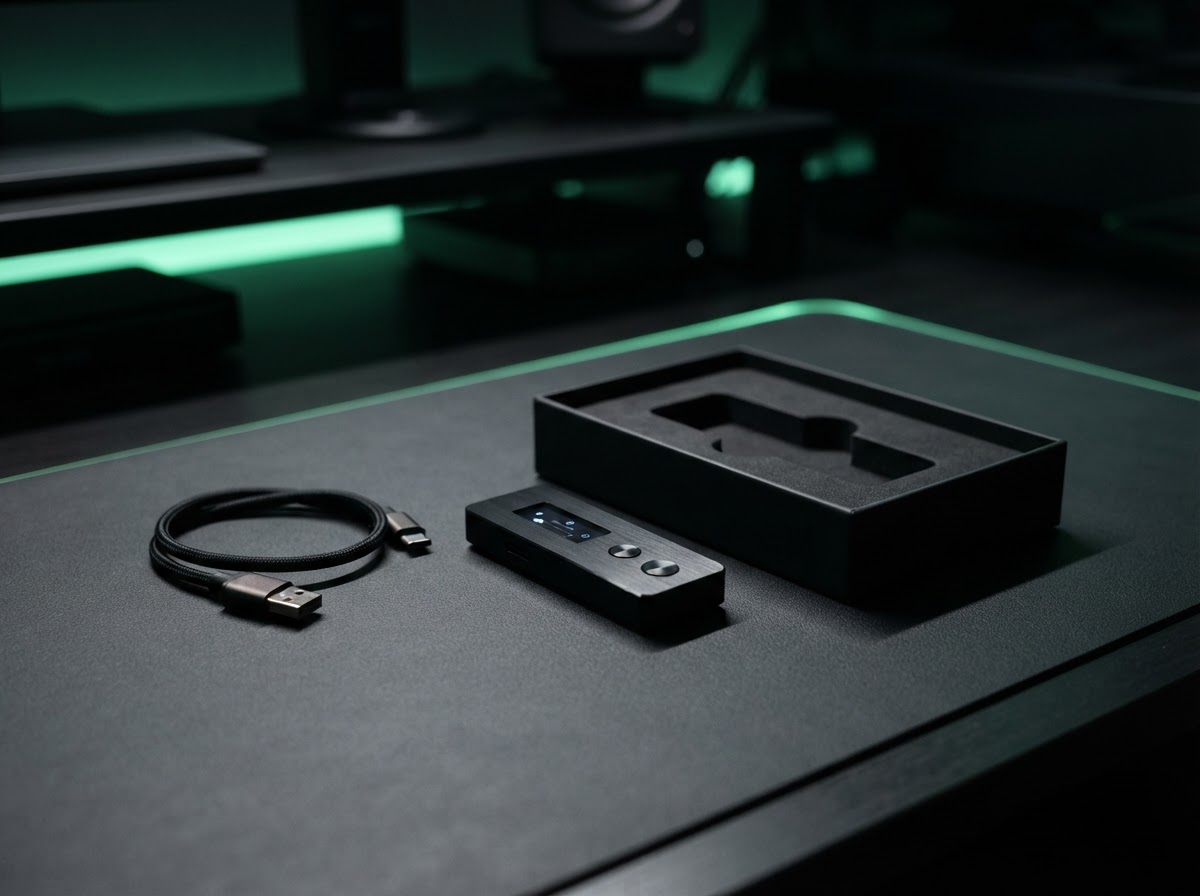 Dark editorial view of a Ledger-style hardware wallet relevant to prepare security
