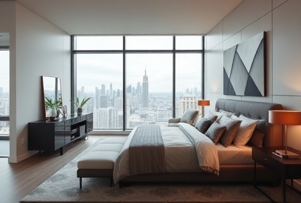 Modern penthouse bedroom